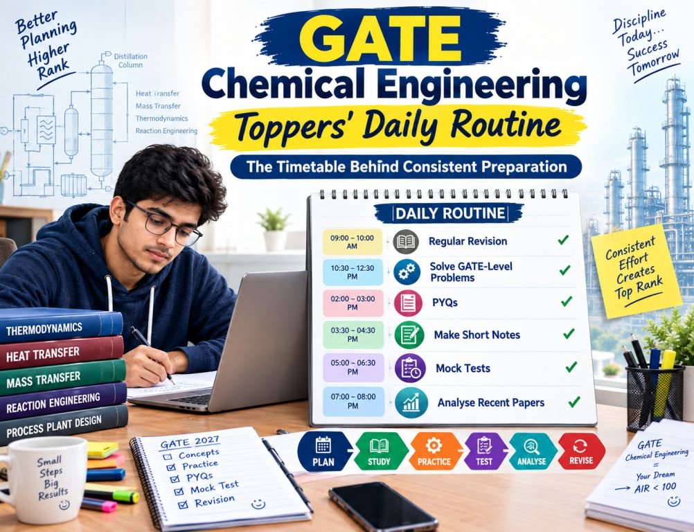 GATE Chemical Engineering toppers daily routine hour-by-hour breakdown for effective GATE preparation and high rank strategy