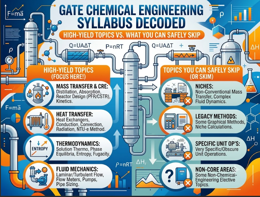 GATE Chemical Engineering syllabus decoded with high-yield topics and areas aspirants can safely skip for smarter preparation
