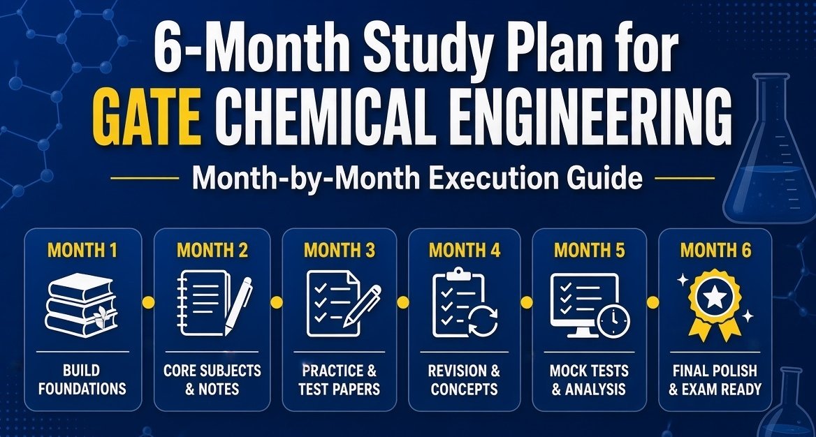 Student organizing notes and textbooks for a 6 month study plan for gate chemical engineering