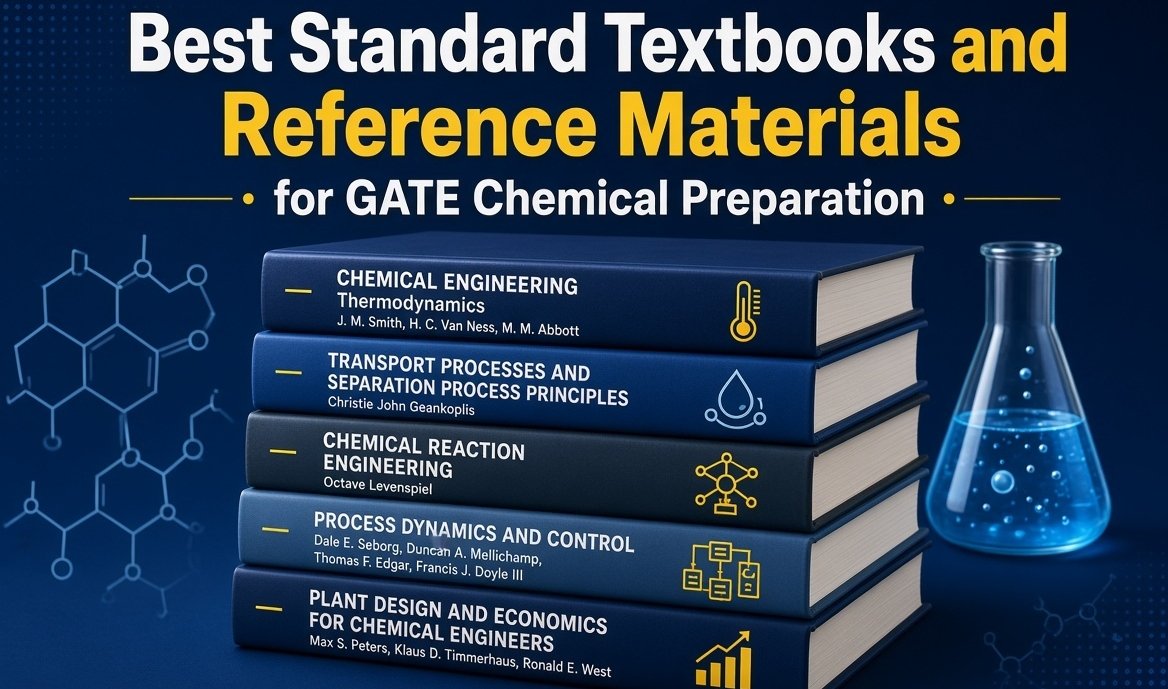 A student studying with best books for gate chemical engineering and notes spread out
