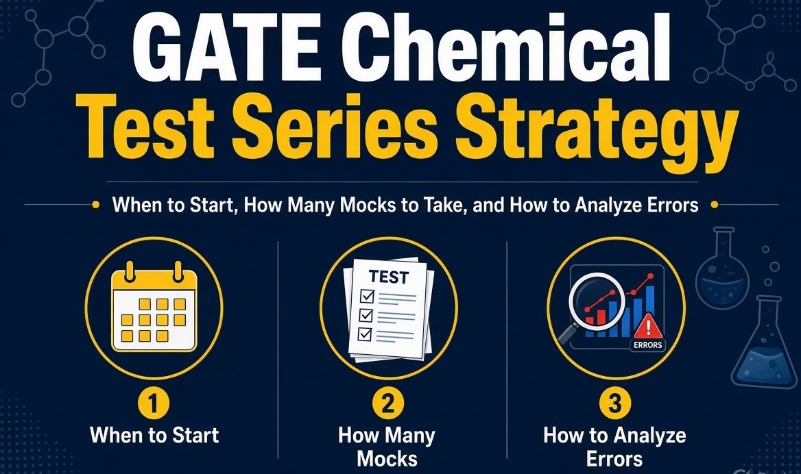 Student solving chemical engineering problems with notes and laptop for test series strategy