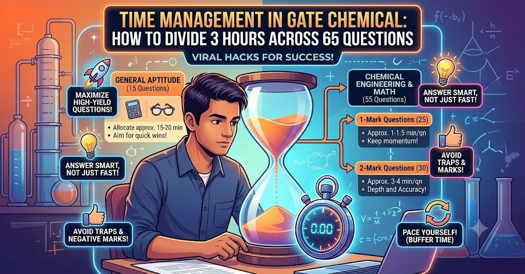 Student organizing a study plan with a clock and GATE Chemical Exam materials for time management in gate chemical exam